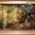 تابلو فرش دستباف تبریز طرح کوچه باغ چله و گل ابریشم