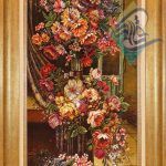 تابلو فرش دستباف تبریز ستونی کرک و ابریشم