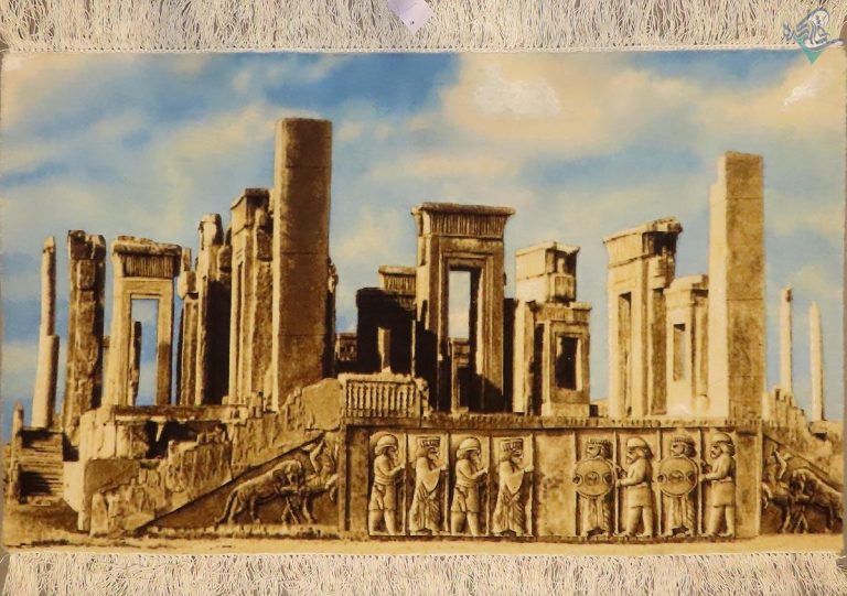تابلو فرش دستباف تبریز طرح کاخ تچر تخت جمشید ابریشم