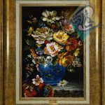 تابلو فرش دستبافت تبریز نقش گلدان ابریشم