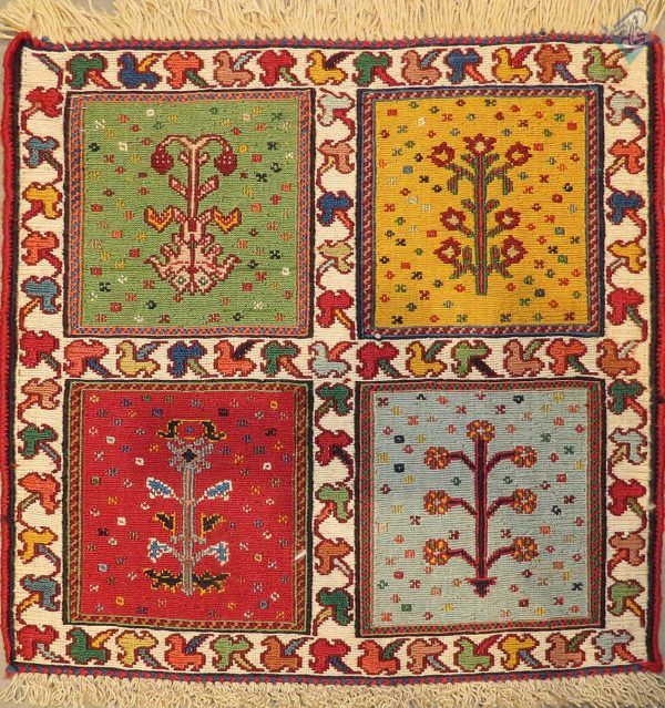 تابلو دستباف سوزنی باف تمام پشم رنگ گیاهی سیرجانی با قاب مدرن - Image 2