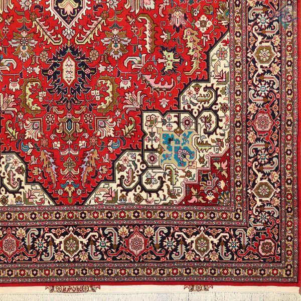 شش متری دستباف تبریز طرح هریس گل ابریشم پنجاه رج رنگ خاص - Image 4