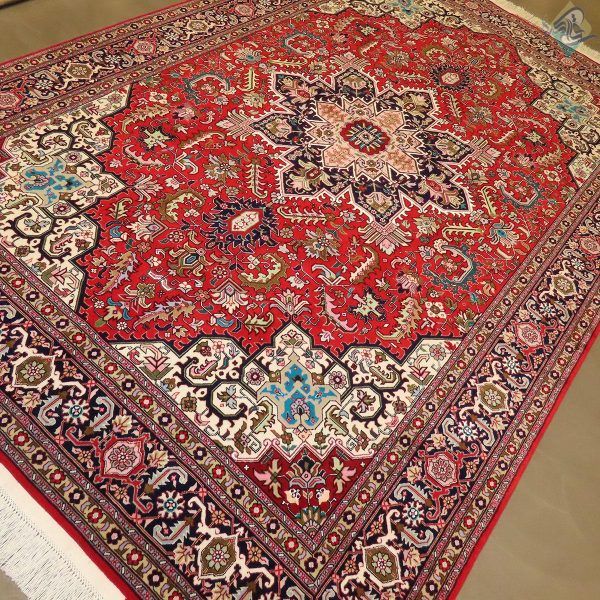 شش متری دستباف تبریز طرح هریس گل ابریشم پنجاه رج رنگ خاص - Image 5