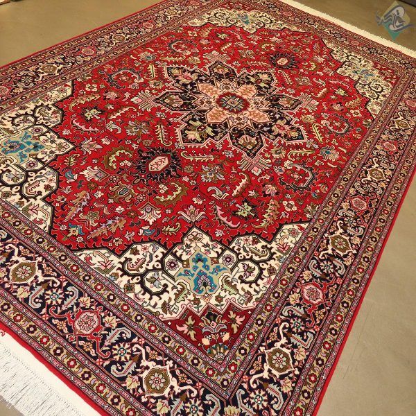 شش متری دستباف تبریز طرح هریس گل ابریشم پنجاه رج رنگ خاص - Image 6