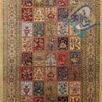 قالیچ دستباف تمام ابریشم قم تولیدی روزگرد خشتی تلخ و شیرین