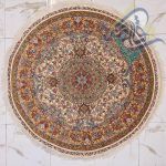 فرش دستباف دایره تبریز نقشه جدید خطیبی دو کف ابریشم شصت رج