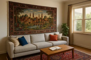 A_photograph_captures_a_traditional_Persian_carpet