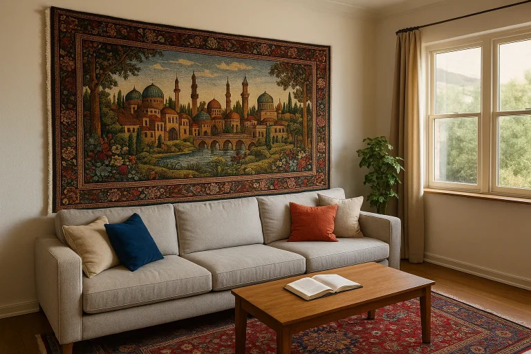 A_photograph_captures_a_traditional_Persian_carpet