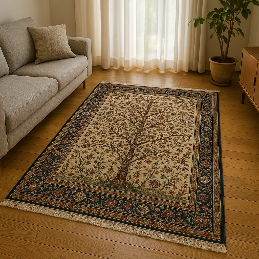 A_photograph_captures_a_traditional_Persian_rug_la