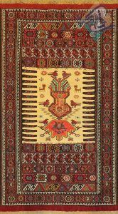 قالیچه دست باف گلیم سوزنی قوچان با طرح ذهنی بافت