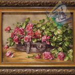تابلو فرش دستباف تبریز چله و گل ابریشم