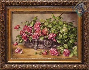 تابلو فرش دستباف تبریز چله و گل ابریشم